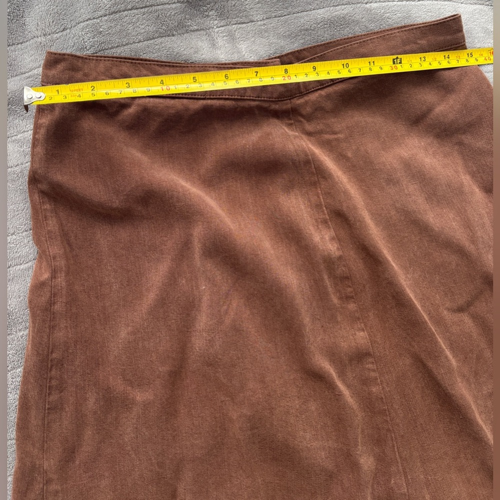 Nora Skirt Brown Button-Front Midi Skirt Cotton - Picture 7 of 10